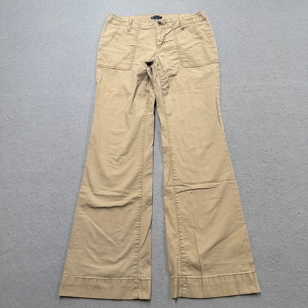 Gap Wide Leg Pants Womens 4 Tan Khaki Stretch Slim Fit Low Rise Preppy Y2K Style